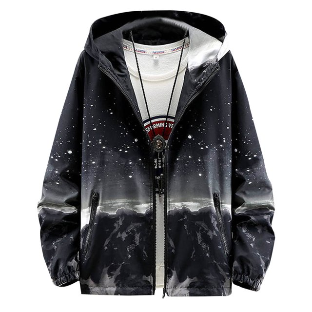 Birdeem Man Thin Gradation Pockets Zipper Hooded Coat
