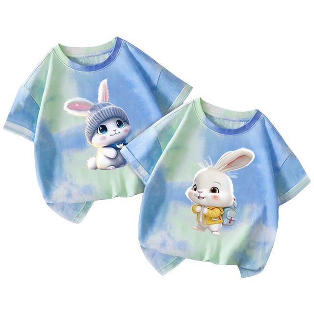 Jamicy Chemises de Bain pour Filles Cadeau pour Enfants Hauts Mignons pour Filles 2 Pcs Manches Courtes T-Shirts d'Été Mode T-Shirts Graphiques Col Rond Chandail Tee