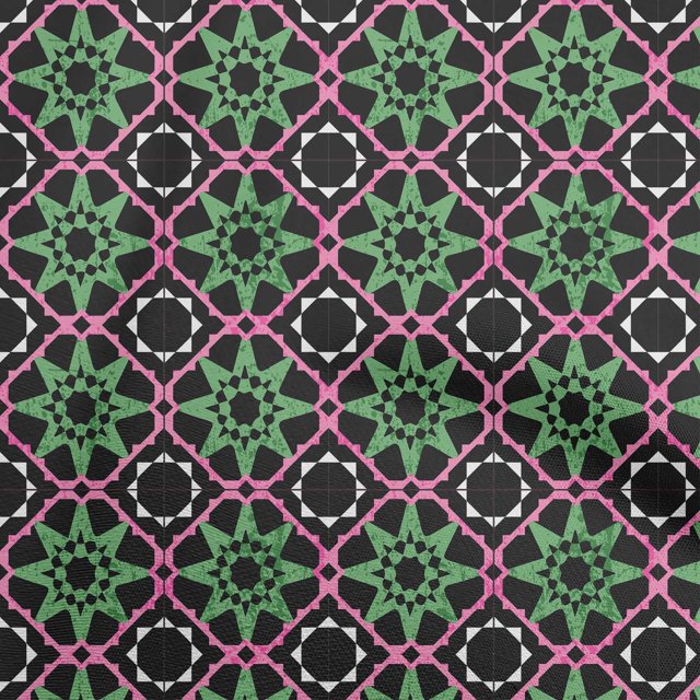oneOone Velvet Green Fabric Asian Tile Star Fabric For Sewing Printed Craft Fabric By The Yard 58 Inch Wide