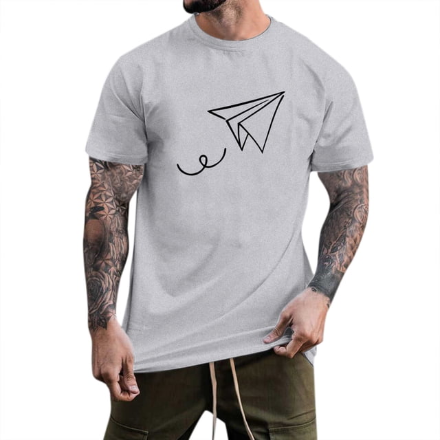BOBOGOJP Chandails de Dessous pour Hommes à Manches Courtes, Chandail à Enfiler à Col Rond, Coupe Décontractée, T-Shirt (Gris, TG)