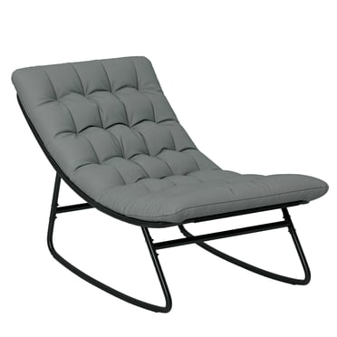 Outsunny Chaise Berçante d'Extérieur avec Coussin, Chaise de Patio en Maille, Gris Foncé