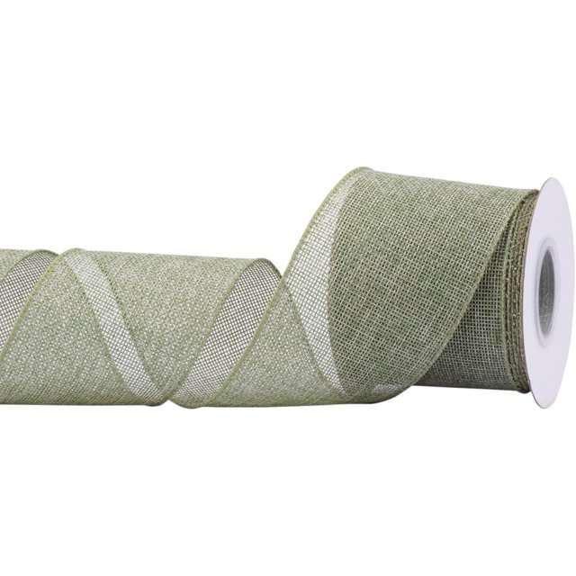 Joycrosso Burlap Wired Edge Ribbon 3 inch x 10 Yards, Spring Moss, Ideal for Crafting, Gift Wrapping, Wreath, Christmas Tree, and Rustic Wedding Decorations