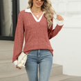 thumbnail image 4 of AherBiu Womens Tops Ribbed Knitted Long Sleeve Trendy Loose Tops Comfy Fall Collared Shirts Blouses, 4 of 7