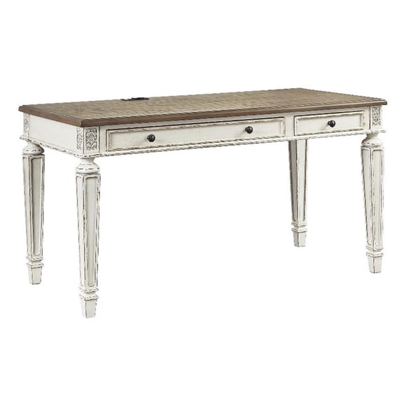 Ashley Furniture Realyn Bureau d'Ordinateur en Bois d'Ingénierie avec Ports USB, Blanc