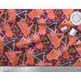 thumbnail image 3 of Soimoi Velvet Fabric Triangle & Pine Fruits Print Sewing Fabric Yard 58 Inch Wide, 3 of 5