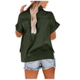 thumbnail image 3 of Dealovy Plus Size Womens Button down Shirts Cotton Linen Rolled Short Sleeve Loose Casual Work Blouses, 3 of 5