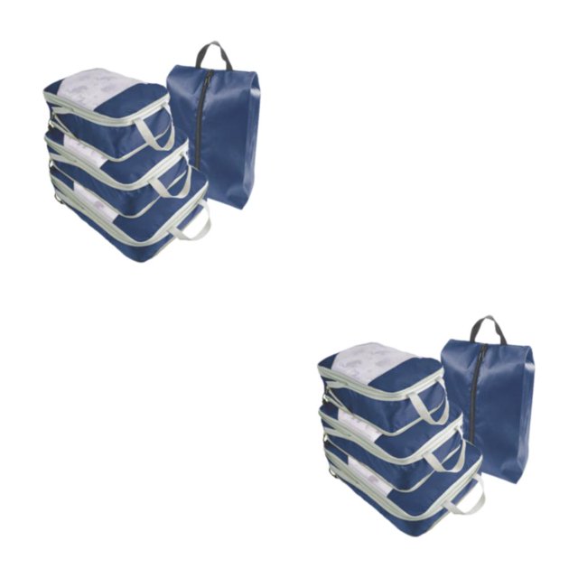 VONKY 4pieces Compression Packing Cubes Set Time-Saving Solution For Organized Travel OxfordCloth Travel Organiser Bags dark blue 2Set