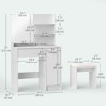 thumbnail image 3 of HOMCOM Coiffeuse avec Miroir et Tabouret Coiffeuse pour Chambre Blanc, 3 of 10
