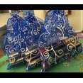 thumbnail image 5 of Ankirol 100pcs Sheer Organza Favor Bags For Wedding Baby Shower Rattan Print Gift Bags Samples Display Drawstring Pouches (5x7 inch blue), 5 of 5