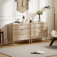 thumbnail image 2 of HOMCOM Commode, Commode à 3 Tiroirs avec Panneaux Cannelés, Chêne, 2 of 10