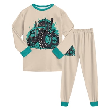 Gubotare Pajamas for Kids Boys Pajamas Winter Long Sleeve Children Set Cotton Little Kids Pjs Sleepwear (Beige,8-9 Years)