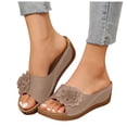 thumbnail image 1 of Orthopedic Platform Sandals for Women 2025 Boho Beach Flower Wedge Dress Slip on with Arch Support, 1 of 5