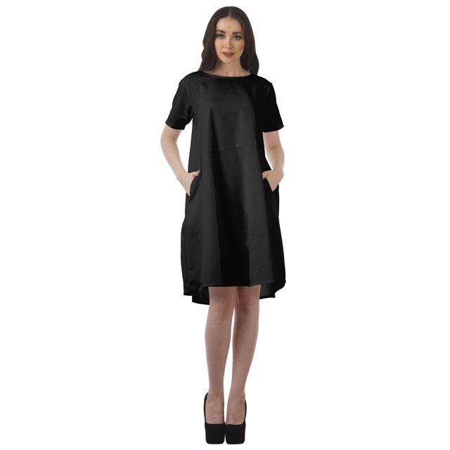 Moomaya Robe Tunique Mini à Manches Courtes pour Femmes Grande Taille à Encolure Dégagée