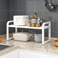 thumbnail image 1 of Kitchen Storage Rack | Metal & Wood Multifunction Organizer Shelf for Dishes, Seasoning Bottles, Heavy Items | Rust-Resistant, Non-Slip, Punch-Free | 30x21.5x20cm | Black or White | 1 Pack, 1 of 6