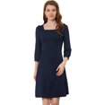 thumbnail image 1 of INSPIRE CHIC Women's Square Neck Ruffle Trim Sheer 3/4 Sleeve Chiffon Mini Dress 2 M, 1 of 5