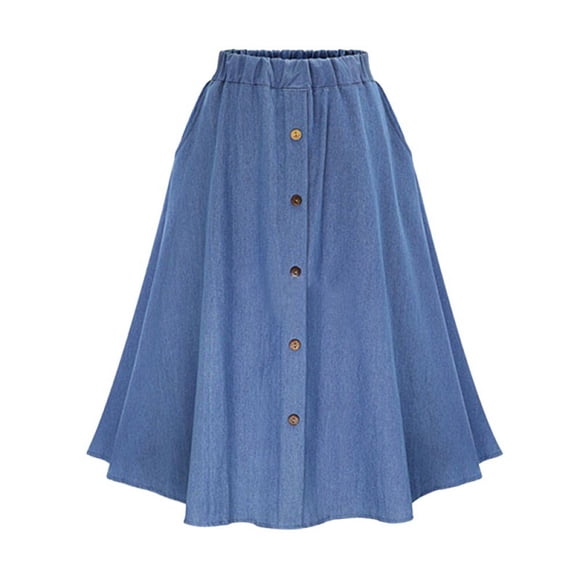 Generic Women's High Waist A-Line Denim Skirt, Dark Blue