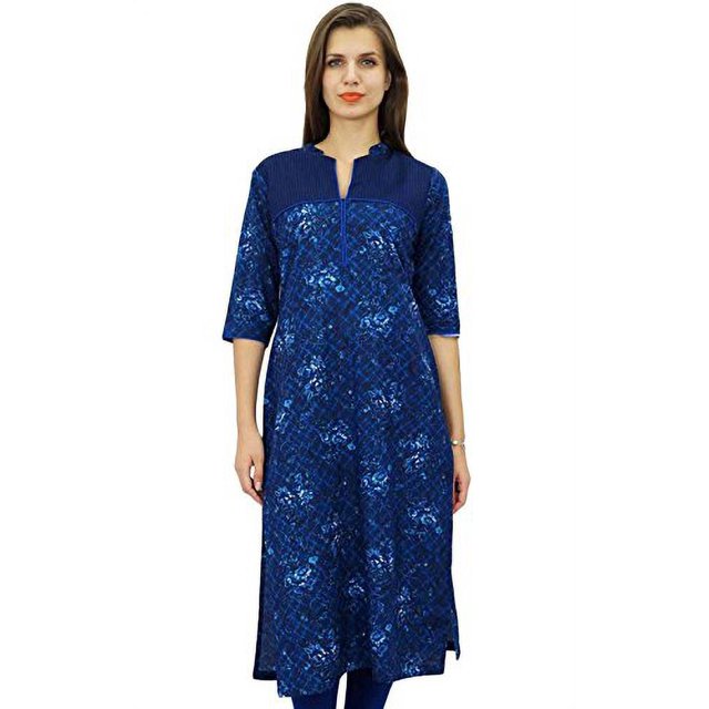 Bimba Tunique Longue en Coton pour Femmes, Kurta, Blouse Imprimée Ethnique Indienne