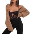 thumbnail image 2 of Qertyioot Womens Winter Fleece Jacket Ladies Solid Color Super Short Long Sleeve Sweater, 2 of 5