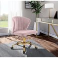 thumbnail image 2 of Meridian Furniture Finley Chaise de Bureau Pivotante Réglable en Velours Rose et Or, 2 of 6