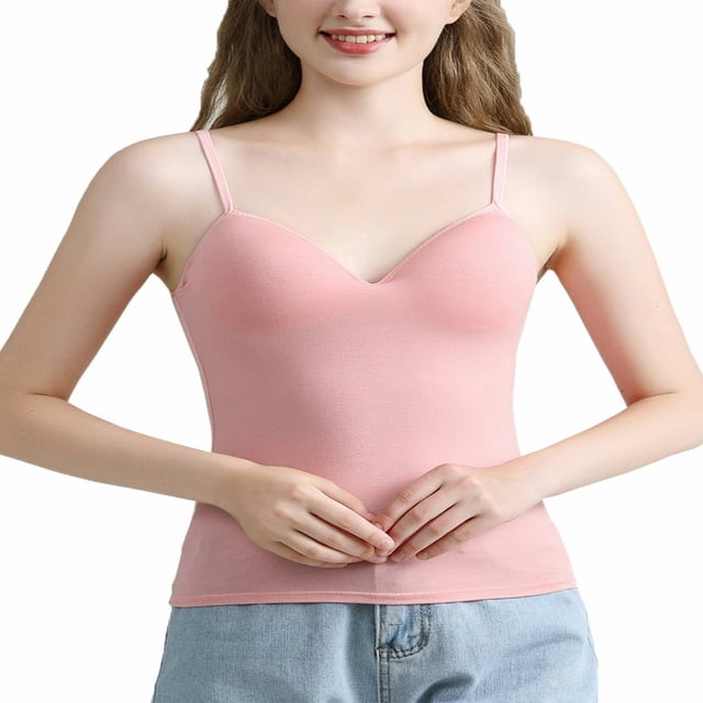 Women‘s Solid Color Slim Deep V-neck Cropped Top Summer Base Camisole Can Be Worn Outside