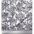 thumbnail image 1 of Soimoi Poly Georgette Fabric Leaves & Floral Block Print Sewing Fabric Yard 52 Inch Wide, 1 of 3
