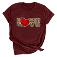 thumbnail image 1 of Pisexur Valentines Day T-shirt Top Femmes Imprimé Manches Courtes Haut Manches Courtes Col Rond Haut Chemise, 1 of 2
