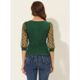 thumbnail image 4 of INSPIRE CHIC Hauts Décontractés pour Femmes à Encolure Carrée Manches 3/4 en Maille Vert Foncé TP, 4 of 5