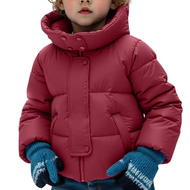 WRKEKC Boys Girls Down Alternative Puffer Jacket Winter Warm Thermal Insulated Hooded Long Sleeve Casual Outdoor Coat for Kids 5-13 Years