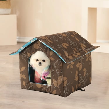 Dadatutu Maison d'Hiver pour Animaux avec Coussin Autochauffant, Niche Extérieure Imperméable pour Chat et Chien Pliable et Chaude, Grotte pour Animal pour l'Hiver, Tente-Lit pour Animal Sauvage, Abri/enceinte Extérieur/intérieur Isolé contre la Chaleur pour Animal