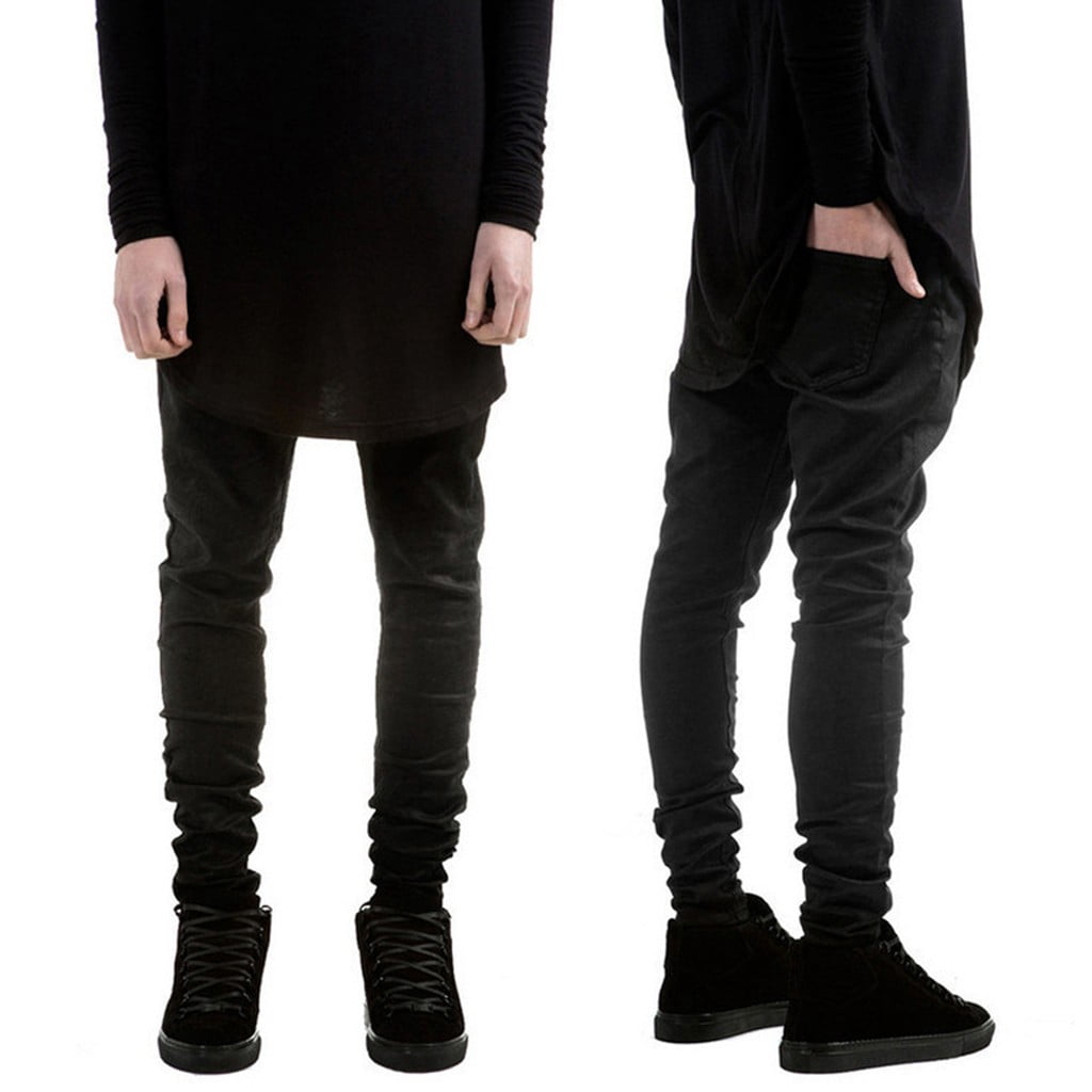 EGNMCR Jeans for Men, Men's Elastic Waist Loose Fit Denim Pants, Mens Pull On Jeans Men's New Fashion Casual Straight Solid Jeans Slim Trousers Long Pants Men Pants