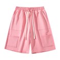 thumbnail image 1 of Men's Sports Shorts Multiple Pockets Running Training Basketball Shorts(Pink,3XL), 1 of 8