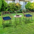 thumbnail image 4 of Patiojoy 3PCS Patio Rattan Furniture Set with Round Tempered Glass Top Table & 2 Rattan Armchairs Navy Cushions, 4 of 9