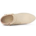 thumbnail image 4 of Unique Bargains Bottines à Talon Épais à Bout Rond avec Boucle pour Femme Beige US 7.5, 4 of 6