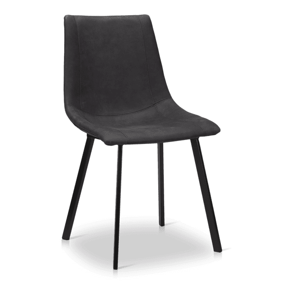 Bouclair Black Textured Faux Leather and Metal Dining Chair