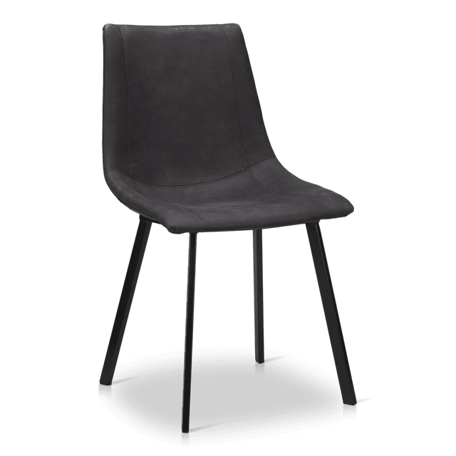 Bouclair Black Textured Faux Leather and Metal Dining Chair