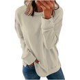 thumbnail image 2 of Meichang Chandails pour Femmes Col Rond Manches Longues Coupe Ample Hauts de Sortie Unis Chandail en Molleton Confortable Mode 2024, 2 of 6