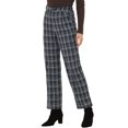 thumbnail image 4 of Unique Bargains Women's Plaid Elastic Waist High-Rise Straight Leg Pants, Blue / Brown Grid, S, 4 of 6