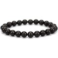 thumbnail image 1 of Bracelet Extensible Unisexe en Perles Rondes de 8 mm en Shungite Noire Naturelle, 1 of 3
