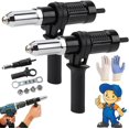 thumbnail image 1 of Kit d'Adaptateur de Pistolet à Rivets Électrique Professionnel, Adaptateur de Rivets pour Perceuse avec 4 Buses, Transforme les Perceuses en Bête à Rivets, pour Perceuse Sans Fil, Accessoires de Travail de Tôle DIY (2 Pcs), 1 of 10