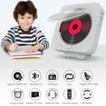 thumbnail image 4 of MEGICOT Bluetooth Portable 2600mAh Rechargeable CD Player Built-in Speakers, Wall Mountable Music Player with Dust Cover Remote Control, Support FM Radio USB Flash Micro SD AUX Play, 4 of 8