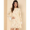 thumbnail image 3 of INSPIRE CHIC Robe Courte Décontractée pour Femme à Imprimé Floral, en Dentelle, à Volants, Col Ras du Cou, 3 of 6