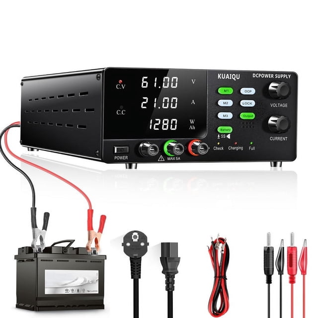 NICE-POWER DC Power Supply Variable 60V 10A 600W High Power Bench Power Supply with Battery Charging Button 3 Group Storage Button Lock Button Reverse connection protection