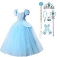 thumbnail image 1 of HAWEE Filles Bleu Princess Costume Classique de Luxe Robe de Fête Déguisement, 1 of 7