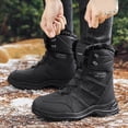 thumbnail image 4 of Cameland Men Shoes Solid Color Winter Keep Warm Woolen Casual Bandage Short Boots, 4 of 9