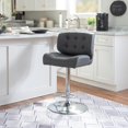 thumbnail image 2 of Linon Chaz Metal Chrome ABS Barstool Upholstered Seat in Gray Faux Leather, 2 of 15