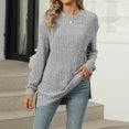 thumbnail image 2 of yoeyez Tunique en Tricot pour Femmes, Chandails à Manches Torsadées Patchwork, Col Ras du Cou Raglan, Chemises à Manches Longues, Hauts Mode d'Automne 2024, Gris, TTG, 2 of 6