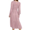 thumbnail image 3 of LUXUR Robes Maxi à Manches Longues pour Femmes Robe Décontractée de Soirée Ligne A Rose P, 3 of 3