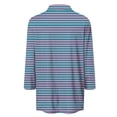 thumbnail image 5 of Timegard Tuniques Rayées pour Femmes Col à Revers en V Manches 3/4 T-Shirts Blouses Décontractées Mode, 5 of 5