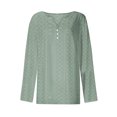 thumbnail image 4 of Timegard Hauts à Oeillets pour Femmes Col en V Échancré Blouse à Boutons Chic Décontractée Manches Longues Hauts Amples Automne, 4 of 4