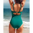 thumbnail image 3 of Charmo Womens Ribbed One Piece Swimsuits Scalloped Monokini Bathing Suits, 3 of 6